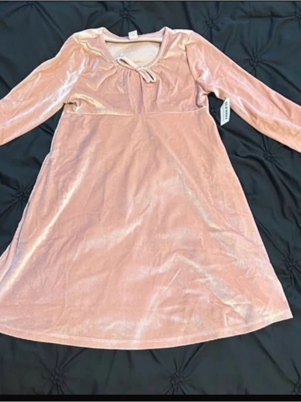 Old Navy Pink Velvet Long-Sleeve A-Line Dress
